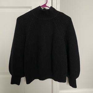 Gap Black Cotton Mock Neck Balloon Sleeve Oversized Chunky Sweater M
